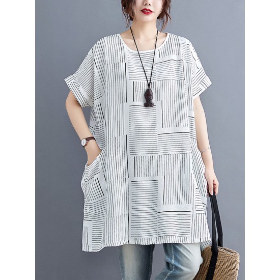 Striped Loose Short Sleeves Round-Neck T-Shirts Striped Loose Short Sleeves Round-Neck T-Shirts