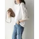 Hollow Solid Color Split-Joint Half Sleeves Loose Round-Neck T-Shirts Hollow Solid Color Split-Joint Half Sleeves Loose Round-Neck T-Shirts