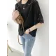 Hollow Solid Color Split-Joint Half Sleeves Loose Round-Neck T-Shirts Hollow Solid Color Split-Joint Half Sleeves Loose Round-Neck T-Shirts