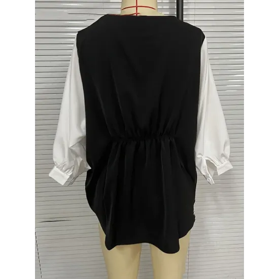 Split-Joint Half Sleeves Loose Round-Neck T-Shirts Split-Joint Half Sleeves Loose Round-Neck T-Shirts