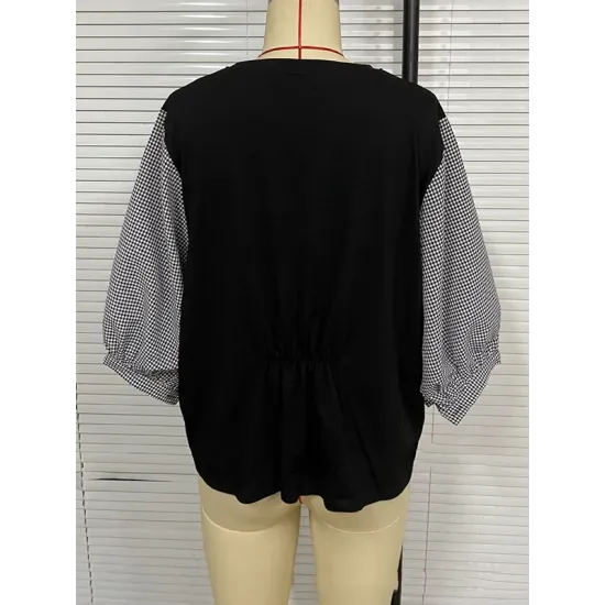 Split-Joint Half Sleeves Loose Round-Neck T-Shirts Split-Joint Half Sleeves Loose Round-Neck T-Shirts
