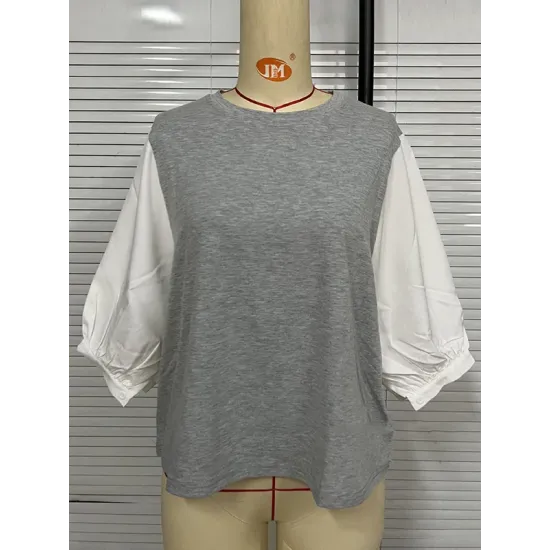 Split-Joint Half Sleeves Loose Round-Neck T-Shirts Split-Joint Half Sleeves Loose Round-Neck T-Shirts