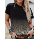 Gradient Leopard Printed Loose Short Sleeves Round-Neck T-Shirts Gradient Leopard Printed Loose Short Sleeves Round-Neck T-Shirts