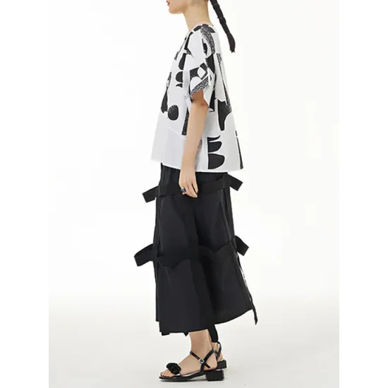 Printed Loose Short Sleeves Round-neck T-Shirts Tops Printed Loose Short Sleeves Round-neck T-Shirts Tops