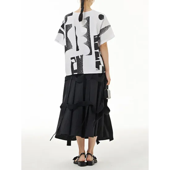 Printed Loose Short Sleeves Round-neck T-Shirts Tops Printed Loose Short Sleeves Round-neck T-Shirts Tops