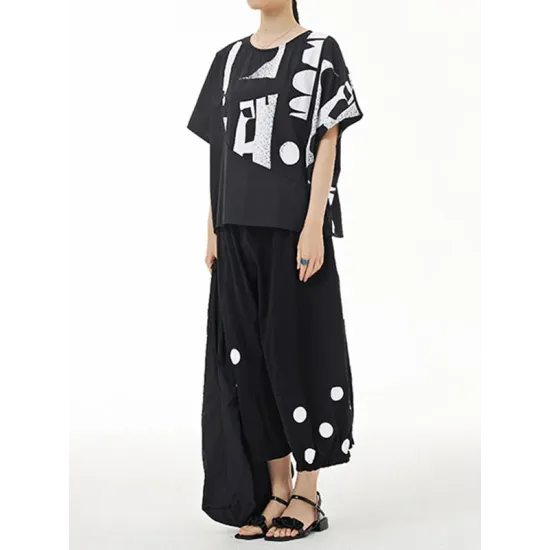 Printed Loose Short Sleeves Round-neck T-Shirts Tops Printed Loose Short Sleeves Round-neck T-Shirts Tops