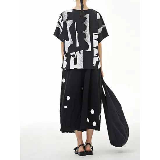 Printed Loose Short Sleeves Round-neck T-Shirts Tops Printed Loose Short Sleeves Round-neck T-Shirts Tops