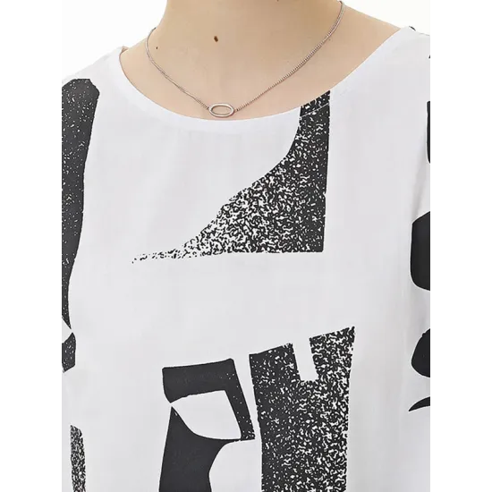 Printed Loose Short Sleeves Round-neck T-Shirts Tops Printed Loose Short Sleeves Round-neck T-Shirts Tops