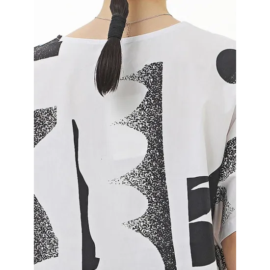 Printed Loose Short Sleeves Round-neck T-Shirts Tops Printed Loose Short Sleeves Round-neck T-Shirts Tops