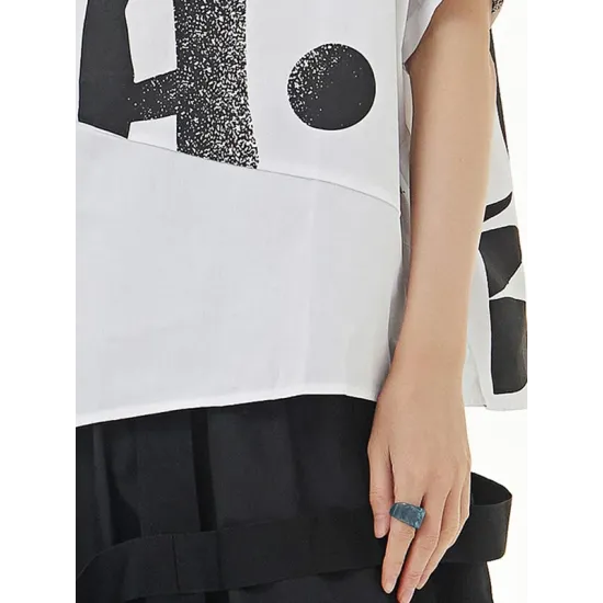 Printed Loose Short Sleeves Round-neck T-Shirts Tops Printed Loose Short Sleeves Round-neck T-Shirts Tops