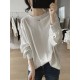 Solid Color Long Sleeves Loose Round-neck T-Shirts Tops Solid Color Long Sleeves Loose Round-neck T-Shirts Tops