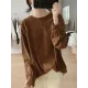 Solid Color Long Sleeves Loose Round-neck T-Shirts Tops Solid Color Long Sleeves Loose Round-neck T-Shirts Tops