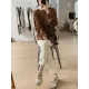 Solid Color Long Sleeves Loose Round-neck T-Shirts Tops Solid Color Long Sleeves Loose Round-neck T-Shirts Tops