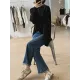 Solid Color Long Sleeves Loose Round-neck T-Shirts Tops Solid Color Long Sleeves Loose Round-neck T-Shirts Tops