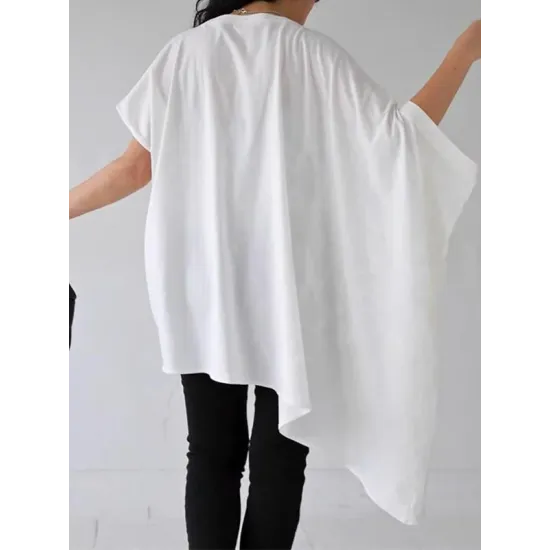 Solid Color Batwing Sleeves Half Sleeves Round-Neck T-Shirts Tops Solid Color Batwing Sleeves Half Sleeves Round-Neck T-Shirts Tops