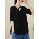 Solid Color Loose Short Sleeves V-neck T-shirts Solid Color Loose Short Sleeves V-neck T-shirts