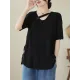 Solid Color Loose Short Sleeves V-neck T-shirts Solid Color Loose Short Sleeves V-neck T-shirts