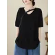 Solid Color Loose Short Sleeves V-neck T-shirts Solid Color Loose Short Sleeves V-neck T-shirts