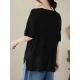 Solid Color Loose Short Sleeves V-neck T-shirts Solid Color Loose Short Sleeves V-neck T-shirts