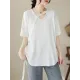 Solid Color Loose Short Sleeves V-neck T-shirts Solid Color Loose Short Sleeves V-neck T-shirts