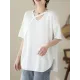 Solid Color Loose Short Sleeves V-neck T-shirts Solid Color Loose Short Sleeves V-neck T-shirts