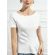 Pleated Solid Color Irregular clipping Short Sleeves Round-neck T-Shirts Tops Pleated Solid Color Irregular clipping Short Sleeves Round-neck T-Shirts Tops