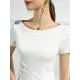 Pleated Solid Color Irregular clipping Short Sleeves Round-neck T-Shirts Tops Pleated Solid Color Irregular clipping Short Sleeves Round-neck T-Shirts Tops