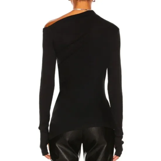 Stylish Solid Color One-Shoulder Long Sleeves T-Shirt Top Stylish Solid Color One-Shoulder Long Sleeves T-Shirt Top
