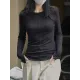 Solid Color Split-Joint Long Sleeves Skinny Round-neck T-shirts Solid Color Split-Joint Long Sleeves Skinny Round-neck T-shirts