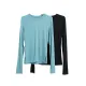 Solid Color Split-Joint Long Sleeves Skinny Round-neck T-shirts Solid Color Split-Joint Long Sleeves Skinny Round-neck T-shirts