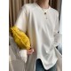 Cropped Loose Split-Side Solid Color Round-Neck T-Shirts Tops Cropped Loose Split-Side Solid Color Round-Neck T-Shirts Tops