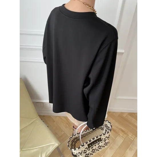 Cropped Loose Split-Side Solid Color Round-Neck T-Shirts Tops Cropped Loose Split-Side Solid Color Round-Neck T-Shirts Tops