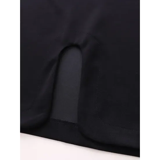 Cropped Loose Split-Side Solid Color Round-Neck T-Shirts Tops Cropped Loose Split-Side Solid Color Round-Neck T-Shirts Tops