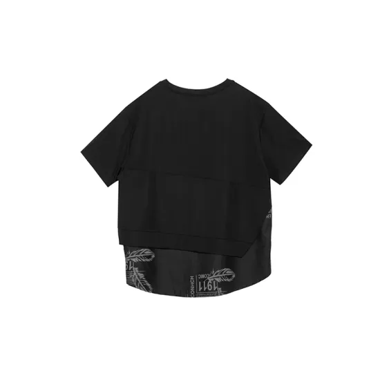 Printing Split-Joint False Two Loose Round-neck T-Shirts Tops Printing Split-Joint False Two Loose Round-neck T-Shirts Tops