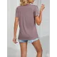 Applique Loose Short Sleeves V-Neck T-Shirts Tops Applique Loose Short Sleeves V-Neck T-Shirts Tops