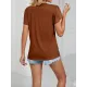 Applique Loose Short Sleeves V-Neck T-Shirts Tops Applique Loose Short Sleeves V-Neck T-Shirts Tops