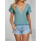 Applique Loose Short Sleeves V-Neck T-Shirts Tops Applique Loose Short Sleeves V-Neck T-Shirts Tops