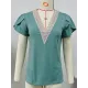 Applique Loose Short Sleeves V-Neck T-Shirts Tops Applique Loose Short Sleeves V-Neck T-Shirts Tops