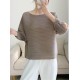Casual Loose Three-Quarter Sleeves Pleated Solid Color Round-Neck T-Shirts Tops Casual Loose Three-Quarter Sleeves Pleated Solid Color Round-Neck T-Shirts Tops