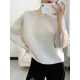 Casual Loose Three-Quarter Sleeves Pleated Solid Color Round-Neck T-Shirts Tops Casual Loose Three-Quarter Sleeves Pleated Solid Color Round-Neck T-Shirts Tops