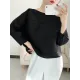 Casual Loose Three-Quarter Sleeves Pleated Solid Color Round-Neck T-Shirts Tops Casual Loose Three-Quarter Sleeves Pleated Solid Color Round-Neck T-Shirts Tops