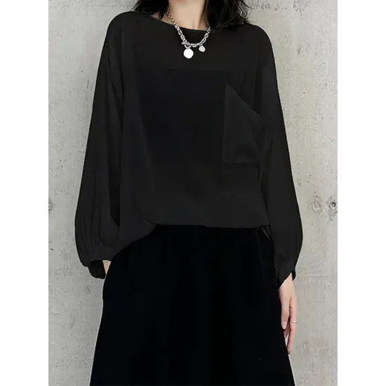 High-Low Sleeves See-Through Solid Color Round-Neck T-Shirts Tops High-Low Sleeves See-Through Solid Color Round-Neck T-Shirts Tops
