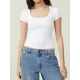 Solid Color Short Sleeves Skinny Square-neck T-Shirts Tops Solid Color Short Sleeves Skinny Square-neck T-Shirts Tops