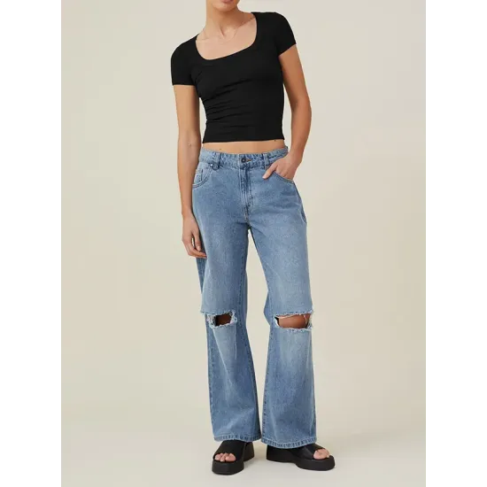 Solid Color Short Sleeves Skinny Square-neck T-Shirts Tops Solid Color Short Sleeves Skinny Square-neck T-Shirts Tops