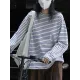 Striped Long Sleeves Round-neck T-Shirts Tops
