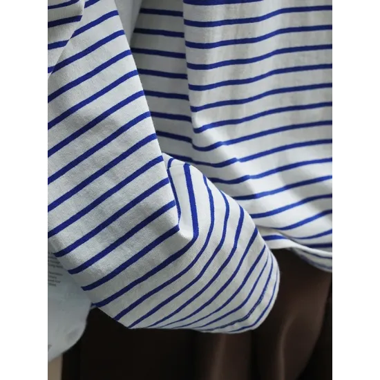 Striped Long Sleeves Round-neck T-Shirts Tops