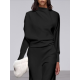 Long Sleeves Loose Solid Color Stand Collar T-Shirts Tops Long Sleeves Loose Solid Color Stand Collar T-Shirts Tops