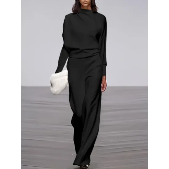 Long Sleeves Loose Solid Color Stand Collar T-Shirts Tops Long Sleeves Loose Solid Color Stand Collar T-Shirts Tops