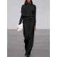 Long Sleeves Loose Solid Color Stand Collar T-Shirts Tops Long Sleeves Loose Solid Color Stand Collar T-Shirts Tops