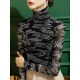 Gauze Letter Print Long Sleeves Skinny High-Neck T-Shirts Gauze Letter Print Long Sleeves Skinny High-Neck T-Shirts